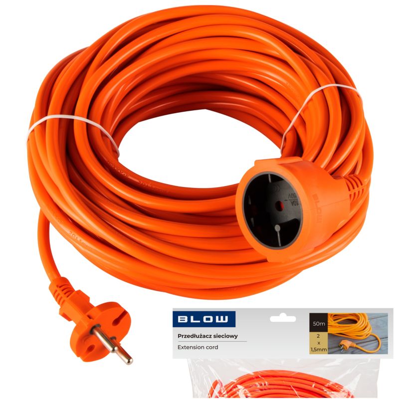Przedłużacz ogrodowy BLOW do kosiarki podkaszarki budowlany sznur 2x 1,5mm 50m 1 szt.