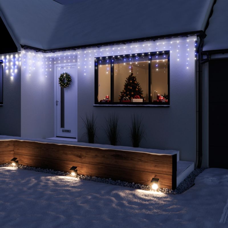 Lampki zewnętrzne 300 LED 10 m barwa zimna biała / niebieska