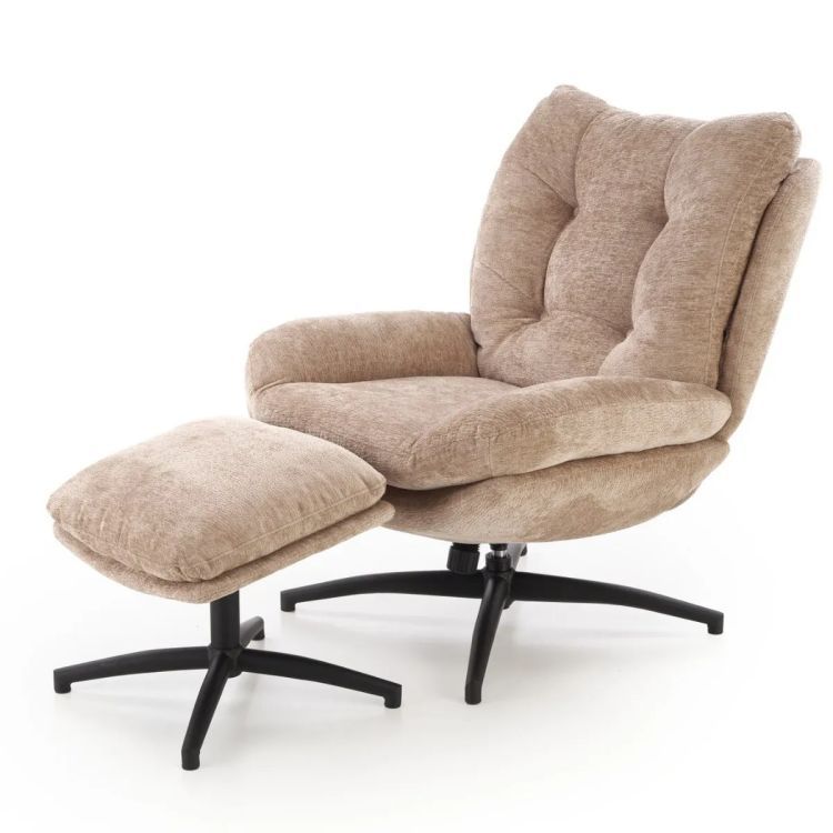 Fotel Halmar tapicerowany PESTO beżowy obrotowy z podnóżkiem 1 szt