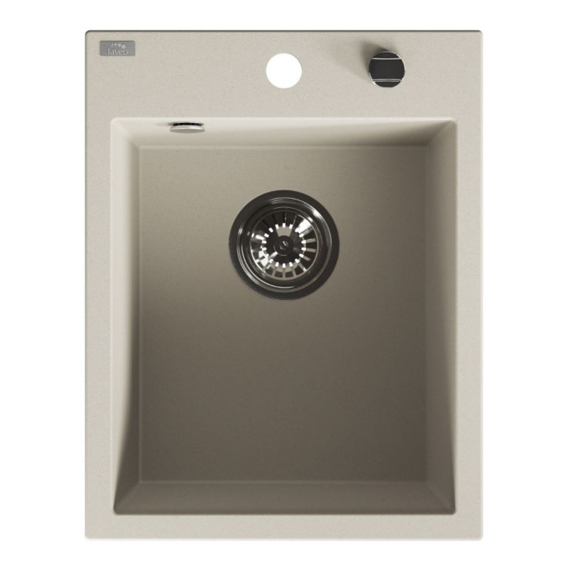 Zlew Zlewozmywak Granitowy Beżowy MONCHICHI, Laveo, 50x39cm z syfonem, 1 szt.