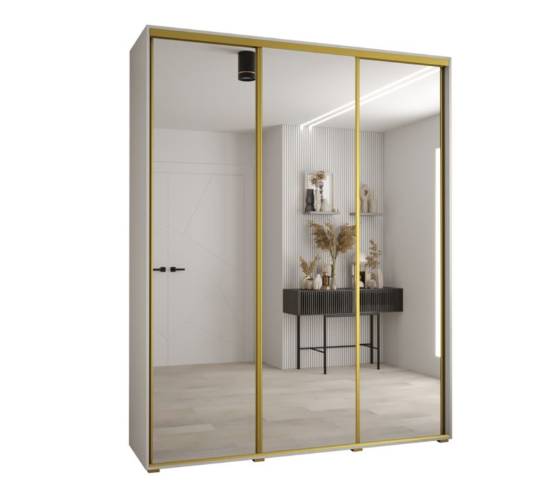 Szafa przesuwna Abiks DAVOS 2 wysoka szer.190cm gł.45cm biały/biały/złoty 1szt.