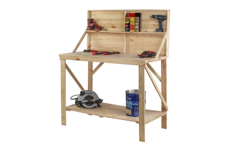 Stół warsztatowy drewniany MODO24 sosna naturalna blat stolarski 120x64x149 cm 1 szt.