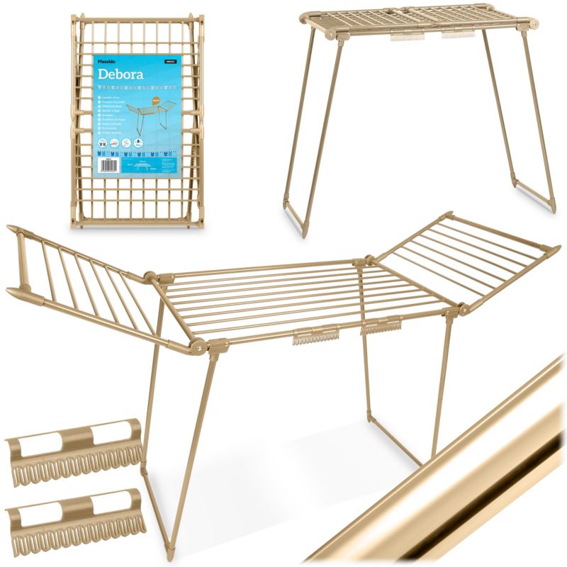 Suszarka na pranie Massido 19m składana stojąca do ubrań złota 1szt.