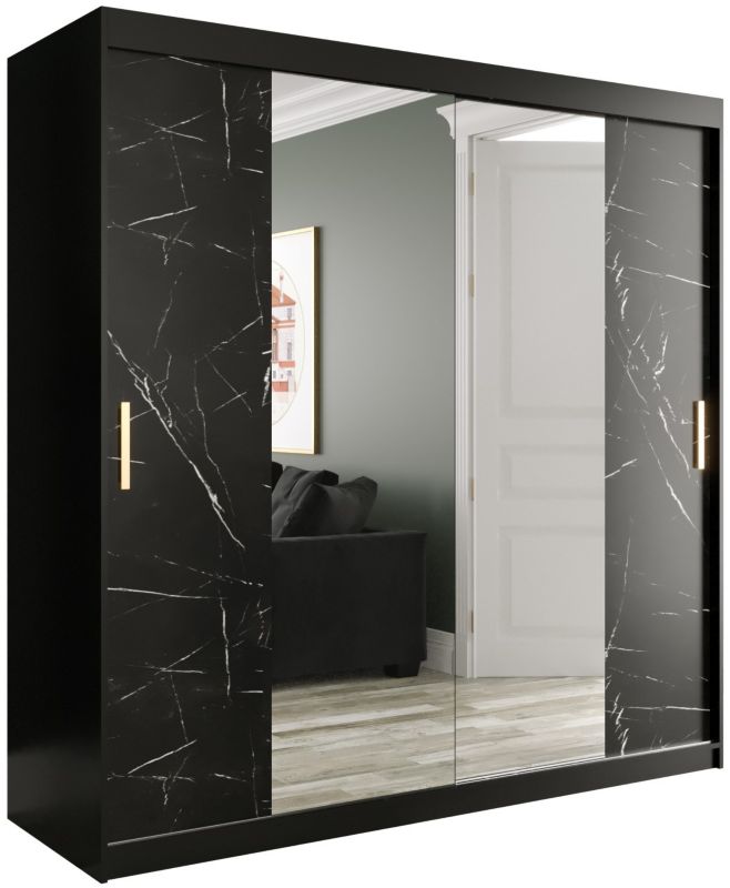Szafa przesuwna Garderoba Abiks Marmur T1 200 czarny + czarny 1 szt.