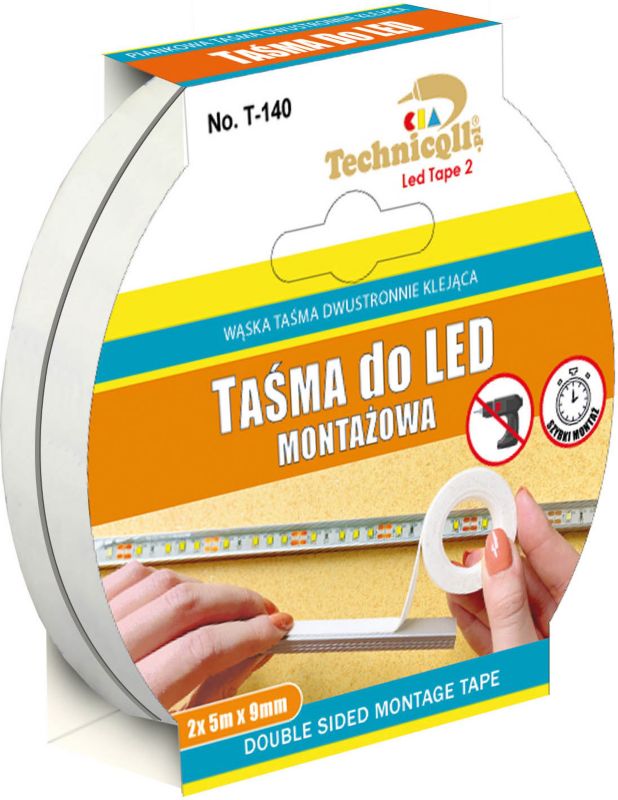 Taśma montażowa do LED Technicqll dwustronna 9 mm x 5 m