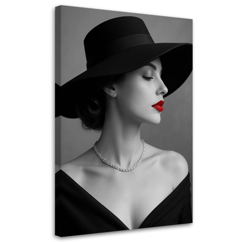 Obraz do sypialni salonu Feeby Portret Kobieta w Kapeluszu 80x120cm 1szt