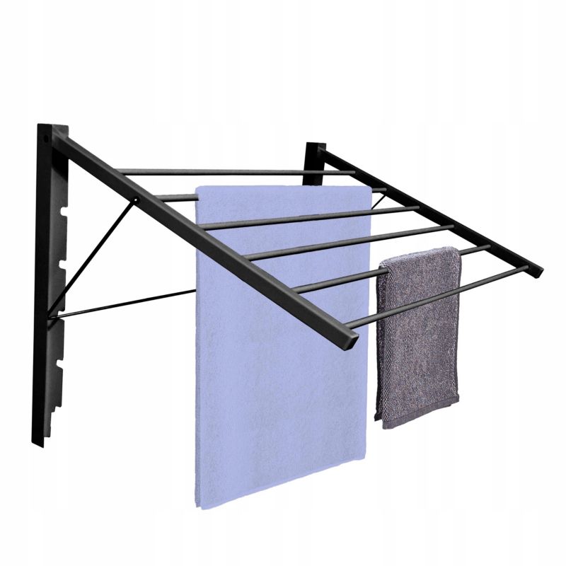 Suszarka ścienna Rodeno 80 cm czarna metalowa 1 szt.