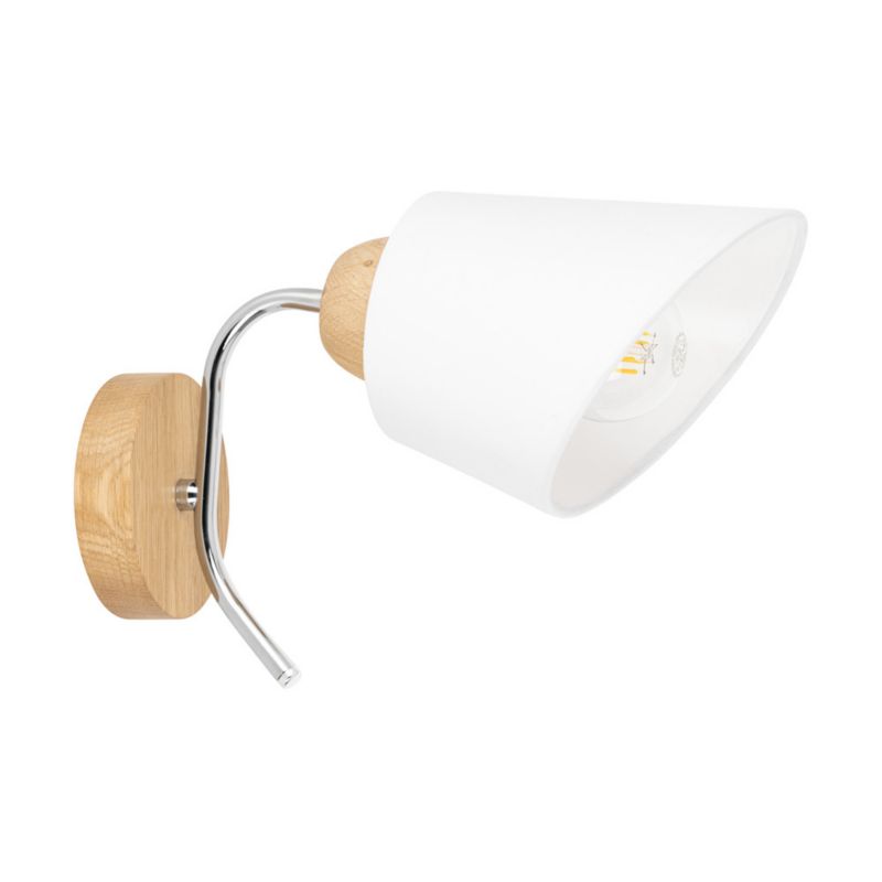 Drewniany Kinkiet SPOT Light Mette 1xE27 Max.40W Dąb Olejowany FSC w Połączeniu z Białym Abażurem, Polski Producent 1 szt.