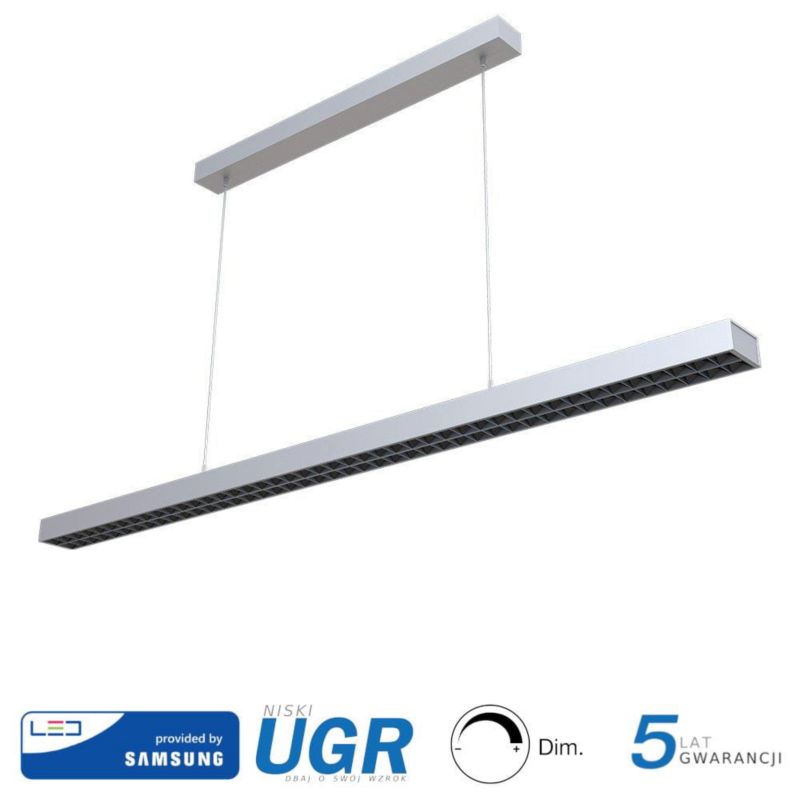 Lampa wisząca V-TAC 22463 szaro-biała wym: 5 x 117,9 x 6,4 cm wbudowany LED 60W 1 szt.
