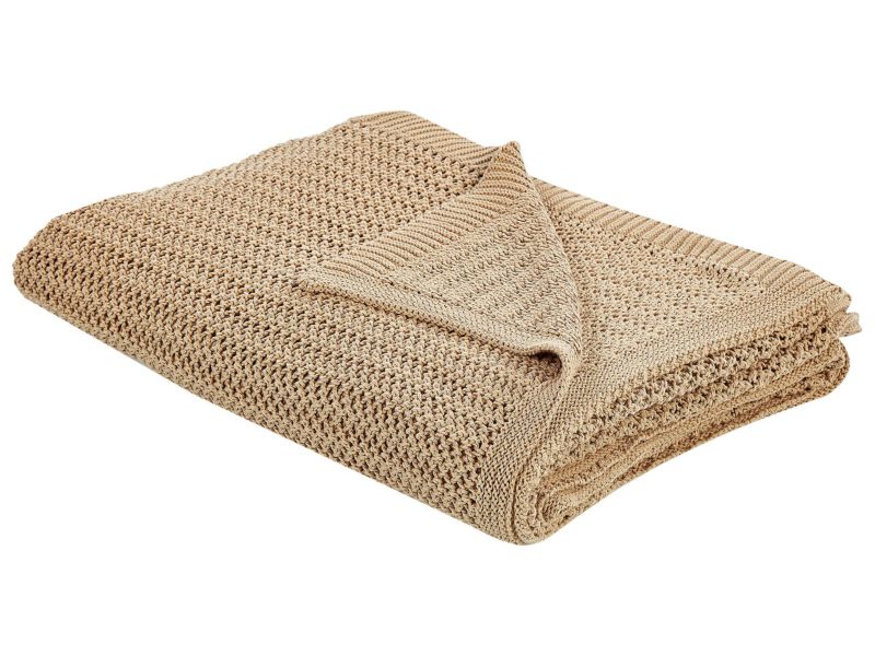 Narzuta na łóżko Ilen Bawełna 150 x 200 cm Jasnobrązowy 1 szt.