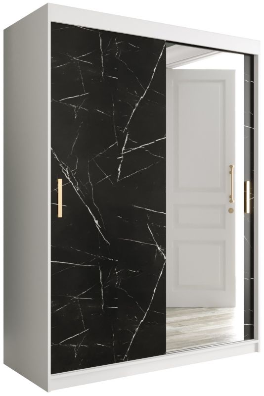 Szafa przesuwna Garderoba Abiks Marmur T2 150 biały + czarny 1 szt.