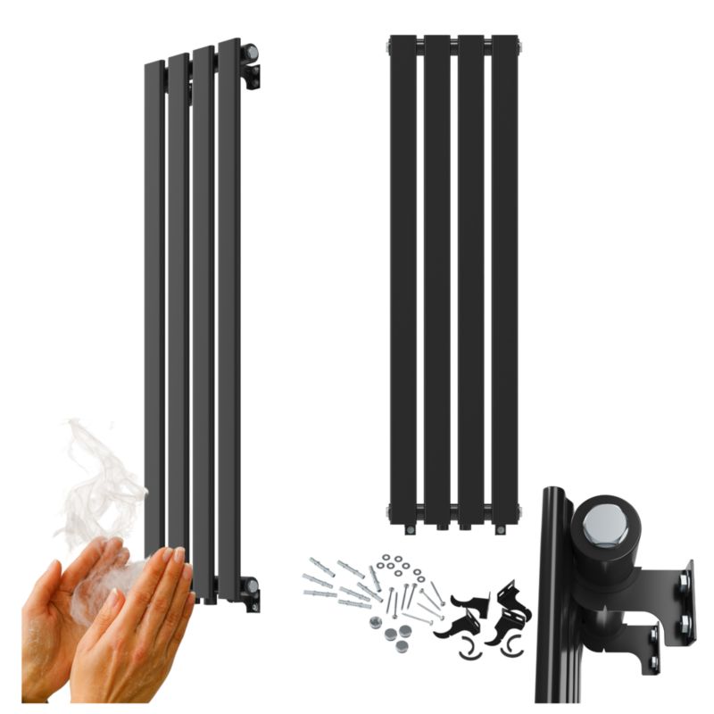 Grzejnik Pionowy Ozdobny Granitan Fero 1100x296 Czarny Kaloryfer 368W Panelowy 1 szt.