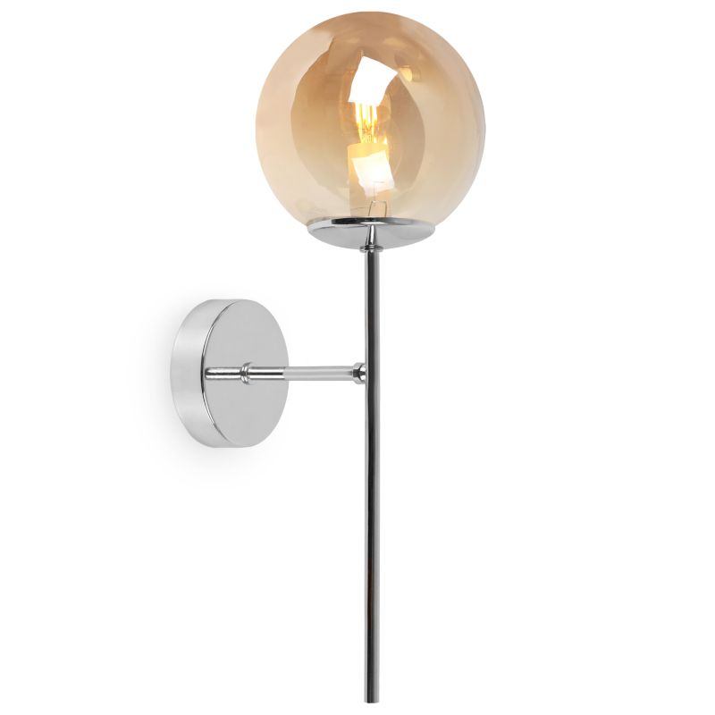 Lampa ścienna kinkiet Light Home LH Siena 1x E14 40W pionowy chrom klosz miodowy 1szt.