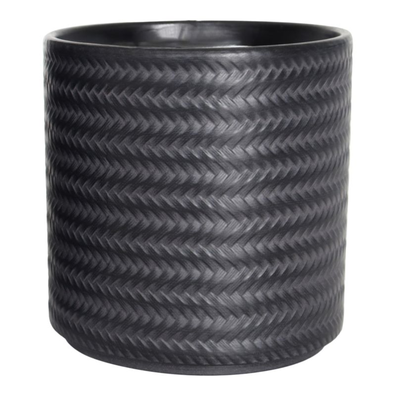 Osłonka doniczki Verve rattan ceramiczna czarna 14 cm