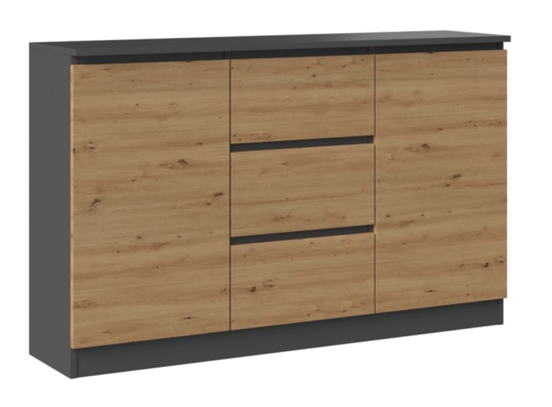 Komoda Topeshop 2D3S 120 Drzwi Szuflady Antracyt Dąb Artisan 40x120x75 cm 1 szt.