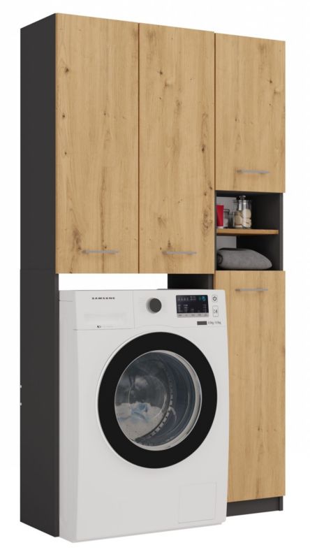 Zestaw Łazienkowy Topeshop Marpol DD Szafka Antracyt Dąb Artisan 30x96x180 cm 1 szt.