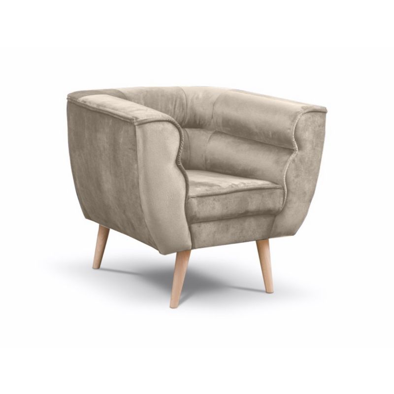 Fotel tapicerowany Bettso Maro na drewnianych nogach w stylu skandynawskim orzechowy 1szt.