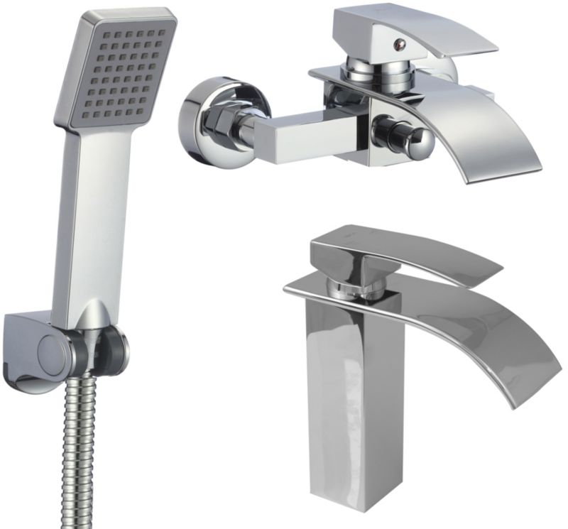 Chromowany zestaw Yoka Home bateria umywalkowa i wannowa - 1 szt.