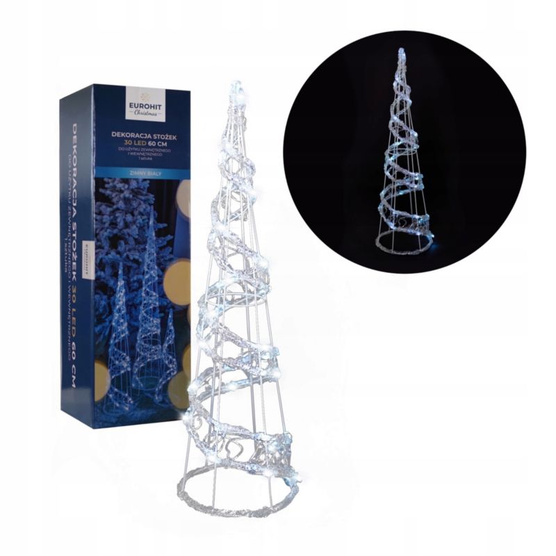 Dekoracja Stożek 30 LED Corciano 60 cm do użytku wewnętrznego i zewnętrznego zimny biały 1szt.