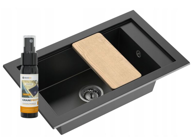 Zlewozmywak Granitowy Granitan Panama Jednokomorowy z Syfonem i Deską 1kpl.