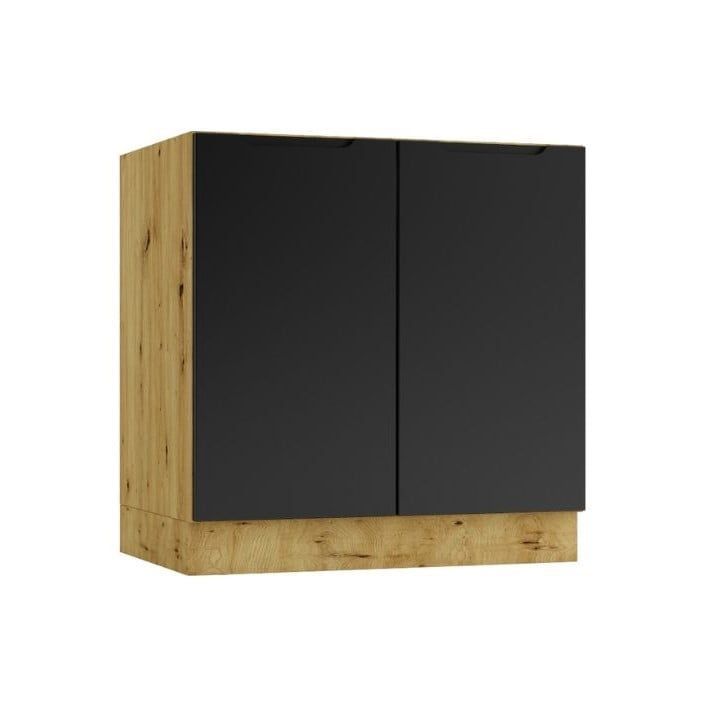 Szafka pod zlew Stolkar ISABEL D80ZL czarny mat/dąb artisan 1 szt