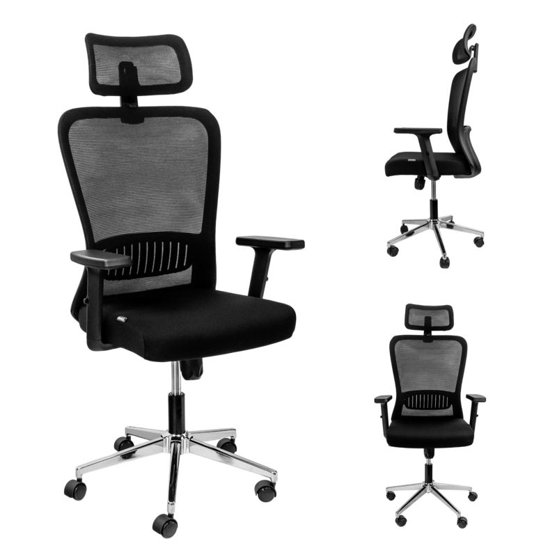 Krzesło Biurowe Obrotowe Furvero Norma Ergonomiczne Regulowane Czarne 1 szt.