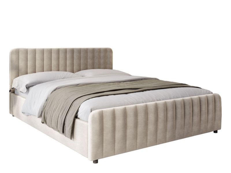 Łóżko tapicerowane z pojemnikiem MebleMWM SFG0160P 160x200 beżowy 03 welur 1 szt.