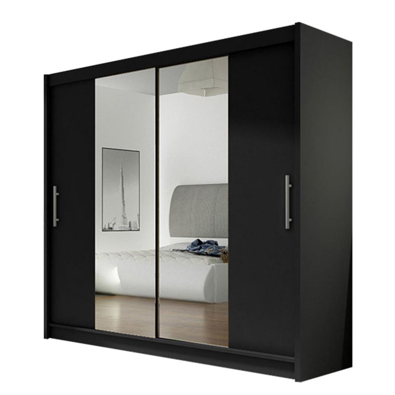 Szafa MIRJAN 24 z drzwiami przesuwnymi London II czarny/lustro 1 szt.