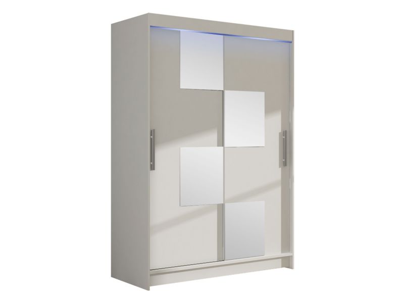 Szafa MIRJAN 24 z drzwiami przesuwnymi Miami III z oświetleniem RGB biały/lustro 1 szt.