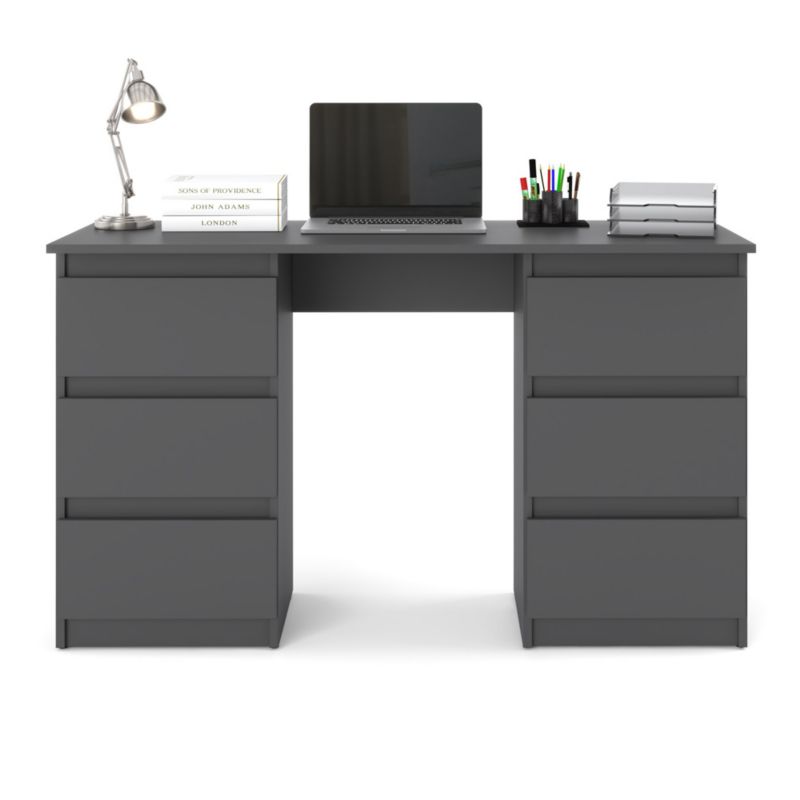 Biurko Hurtownia-Mebli Szuflady 6 Hugo 120cm Szary Mat Szary Mat 120x50x75 cm 1szt.