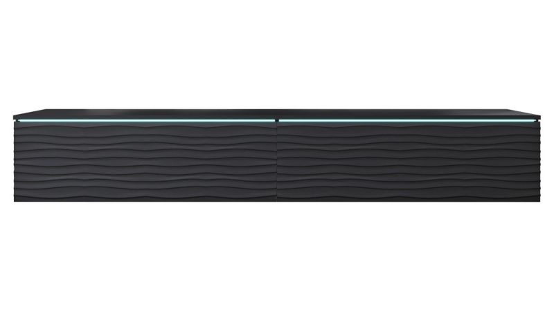 Szafka RTV MIRJAN 24 D180 MDF z oświetleniem LED czarny/czarna fala 1 szt.