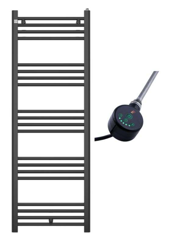 Grzejnik Łazienkowy Granitan Puerto 140/50cm Czarny Kaloryfer Drabinkowy + Grzałka Elektryczna Up&Downa 1kpl.