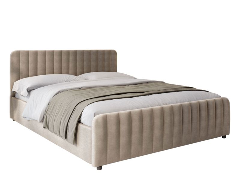 Łóżko tapicerowane z pojemnikiem MebleMWM SFG0160P 180x200 ciemny beż 06 welur 1 szt.