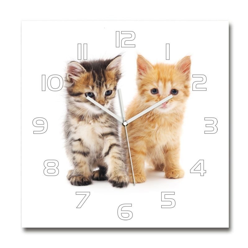 Zegar szklany Tulup Brązowy i rudy kot 30x30 cm cm cichy 1 szt.