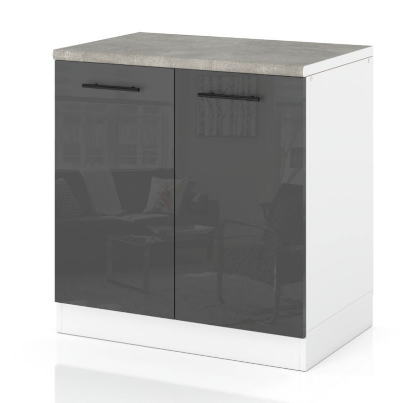 Szafka Kuchenna Hurtownia-Mebli Stojąca D80 sPremium 80cm Biały Mat Szary Połysk 80x52x85 cm 1szt.