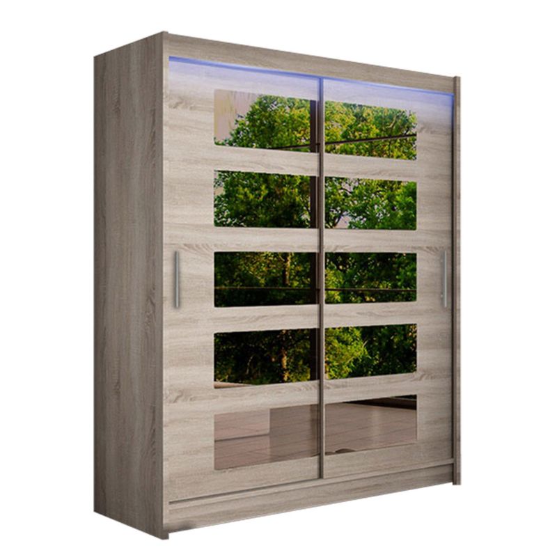 Szafa MIRJAN 24 z drzwiami przesuwnymi Presto V z oświetleniem RGB trufel/lustro 1 szt.