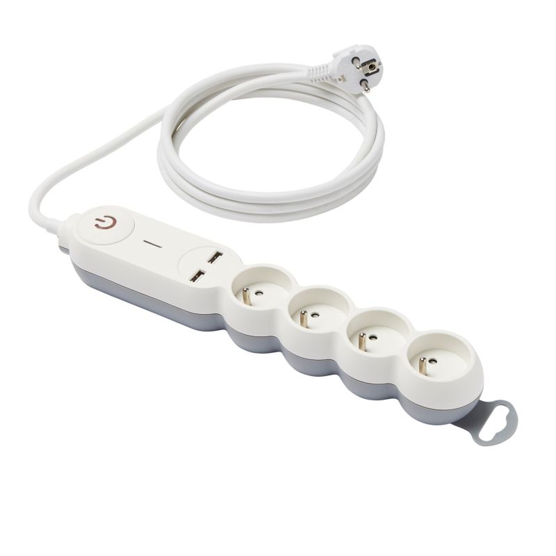 Przedłużacz mieszkaniowy Diall 4 x 16 A 2 x USB 2 m