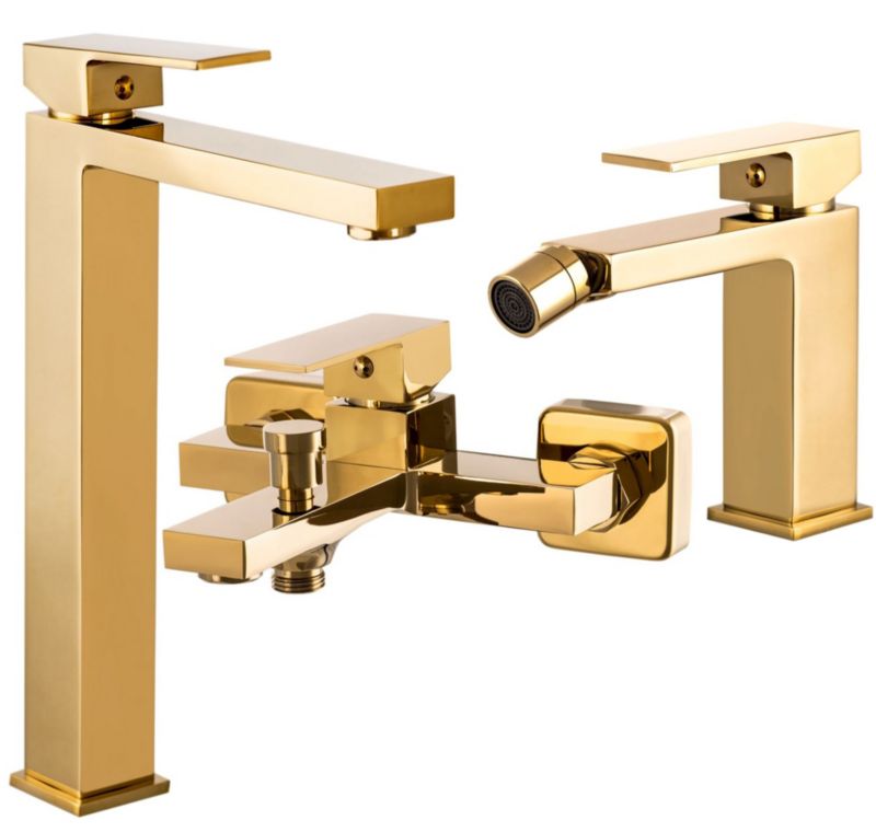 Zestaw Baterii Łazienkowych Granitan Ister Złoty Wanna Umywalka Bidet 1kpl.