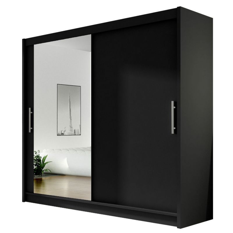 Szafa MIRJAN 24 z drzwiami przesuwnymi London VI czarny/lustro 1 szt.