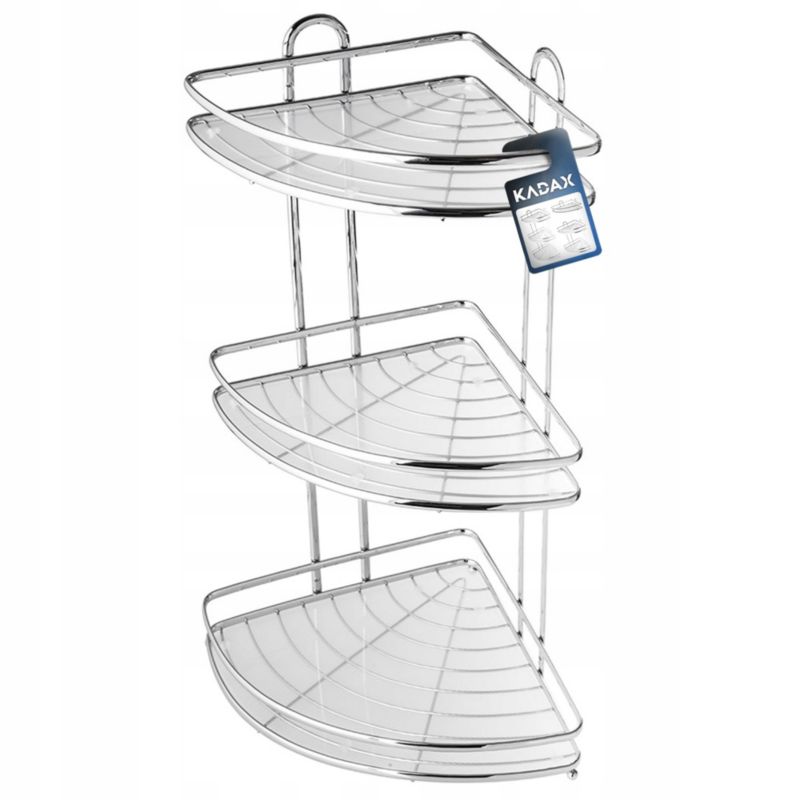 Półka Łazienkowa KADAX Narożna Pod Prysznic Wisząca 3 Półki Ścienna Chrom 1 szt.