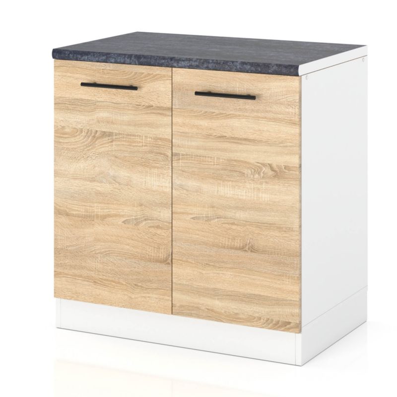 Szafka Kuchenna Hurtownia-Mebli Stojąca D80 sPremium 80cm Biały Mat Dąb Sonoma 80x52x85 cm 1szt.