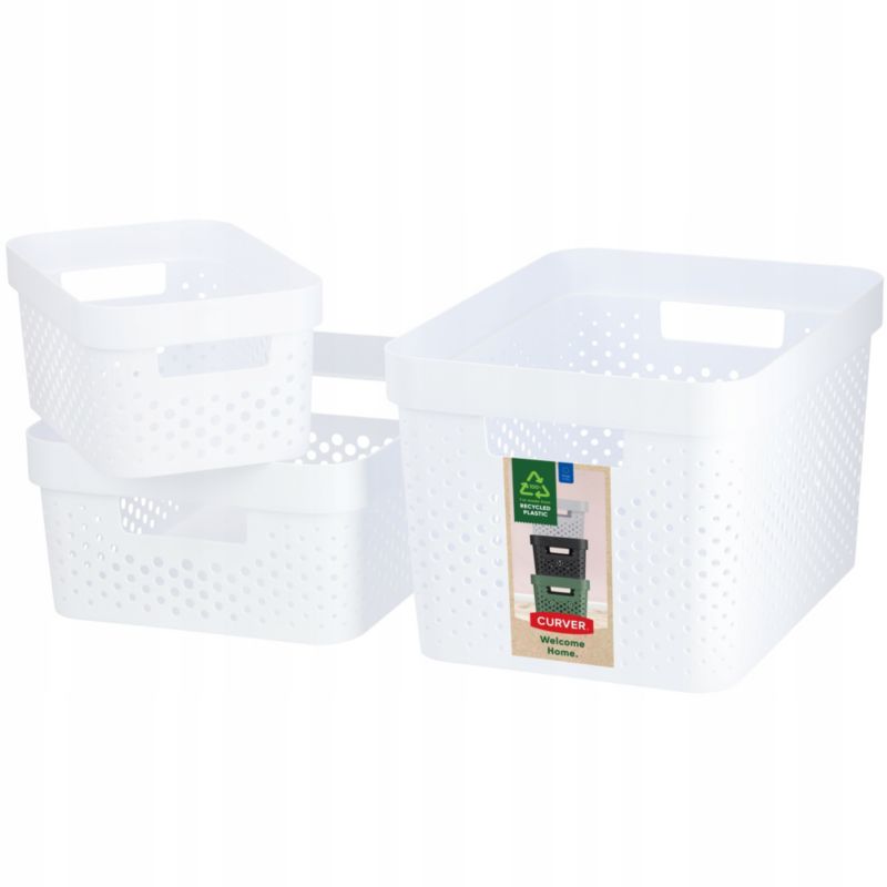 Pojemniki do przechowywania Curver Infinity 4,5 + 11 + 17L, białe 3 szt.