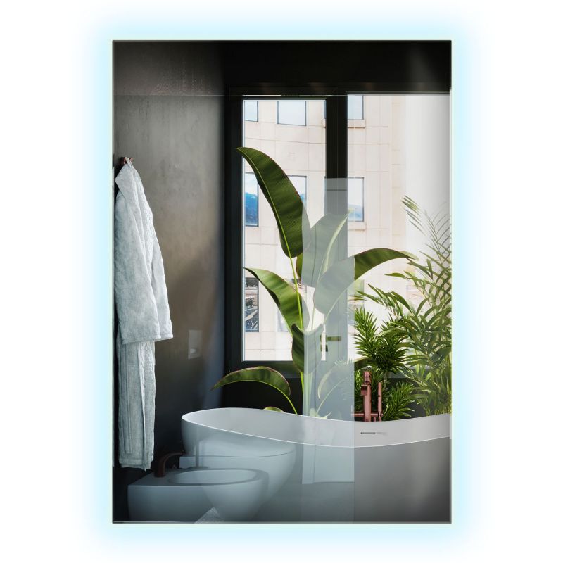 Lustro Ścienne Nowoczesne Wallfluent 100 cm x 70 cm Prostokątne Zimne Światło LED 1 szt.