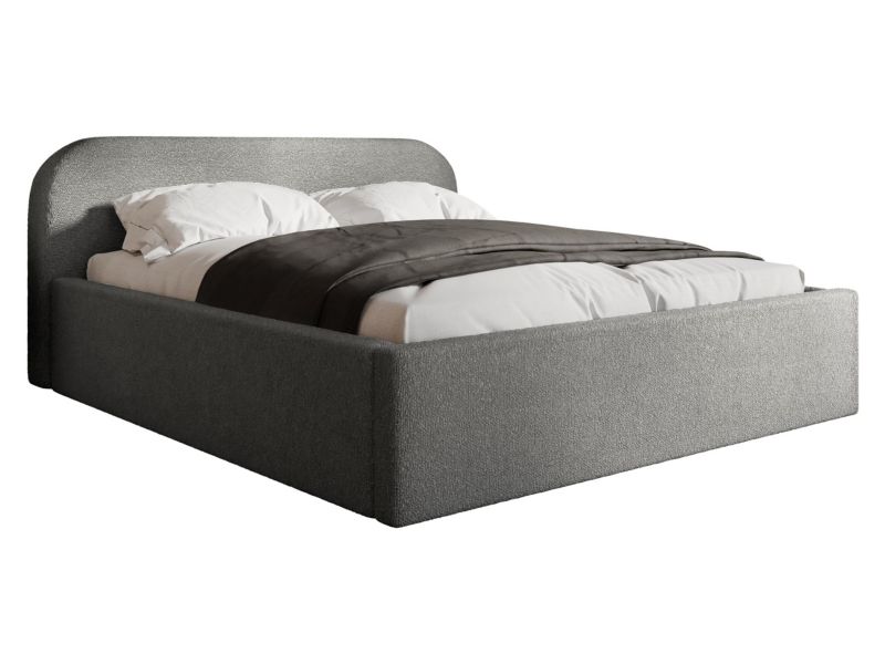 Łóżko tapicerowane MIRJAN 24 z pojemnikiem na pościel Deisin 160x200 ciemnoszara bukla 1 szt.