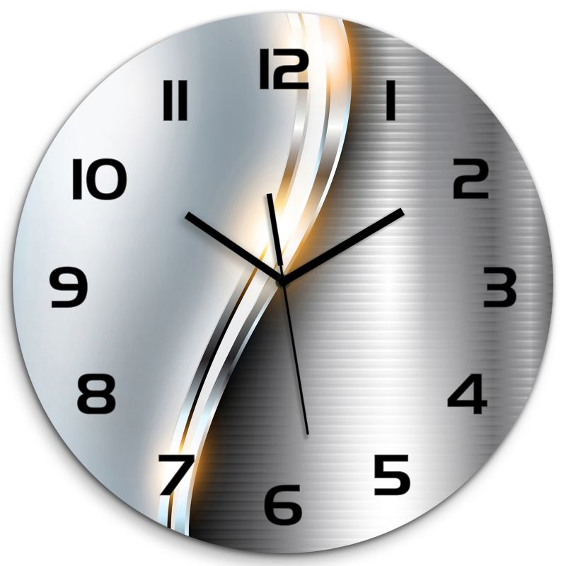 Zegar szklany Tulup Metalowa abstrakcja czarne wskazówki fi30 cm cichy 1 szt.