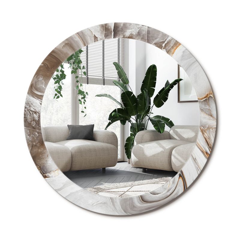 Lustro Okrągłe Tulup Jasny Marmur 80 cm Eleganckie Na Podkładzie 1 szt.