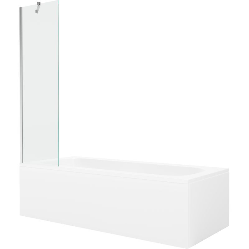 Wanna prostokątna Mexen Vega 170 x 70 cm z obudową i parawanem 1-skrzydłowym 50 cm transparent chrom 1 kpl.