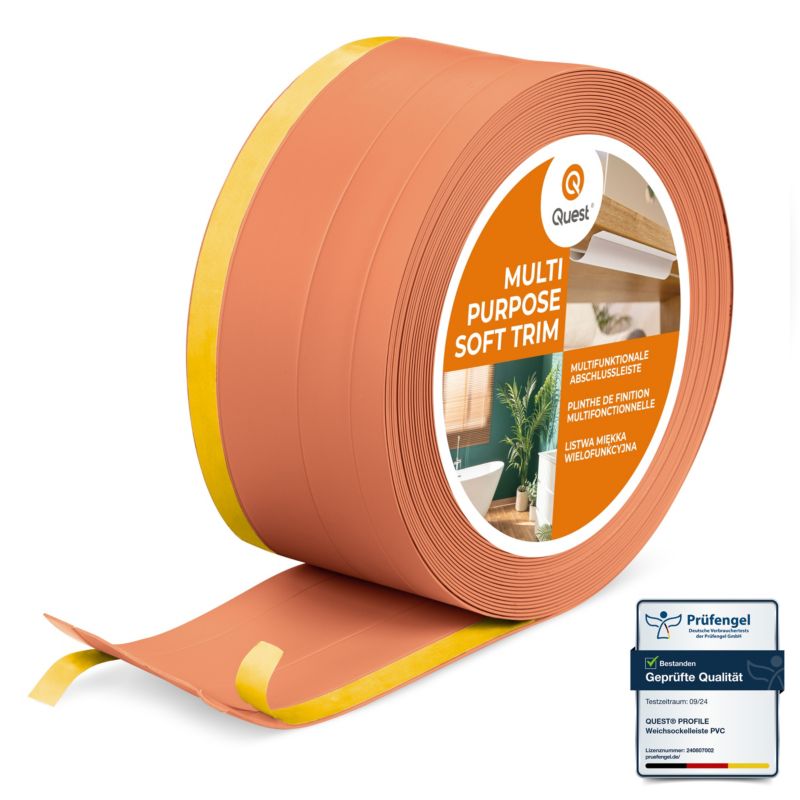 Listwa wykończeniowa W2 z PCV 4w1 120mm, QUEST samoprzylepna, maskująca elastyczna listwa podłogowa, ścienna, ceglany, 25m