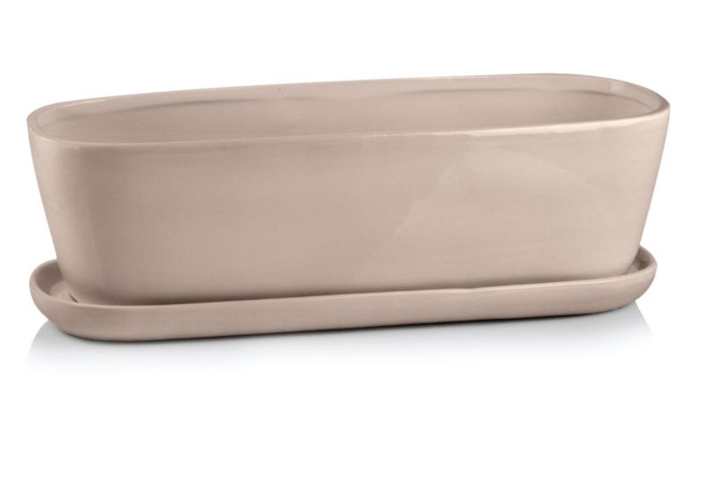 Doniczka z podstawką rynna 32 cm szara