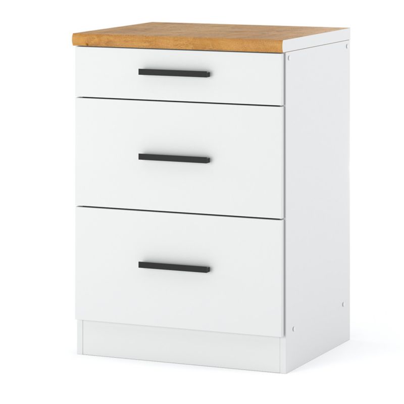 Szafka Kuchenna Hurtownia-Mebli Stojąca Z Szufladami Blanka dolna D60-3SZ 60cm Biały Mat Biały Mat 60x47x85 cm 1szt.